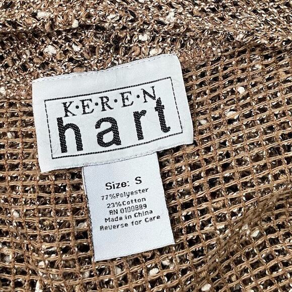Keren Hart Womens Size Small Brown Mesh Cardigan Lagenlook Sheer Drape Artsy - Picture 7 of 10